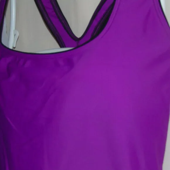 Speedo Purple Black Trim Swimsuit 16 - Picture 2 of 7
